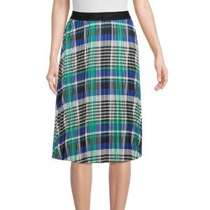 Karl Lagerfeld Plaid Pleated Midi Skirt like new